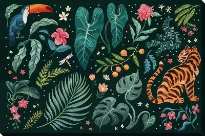 Картина маслом Листья тропические №120