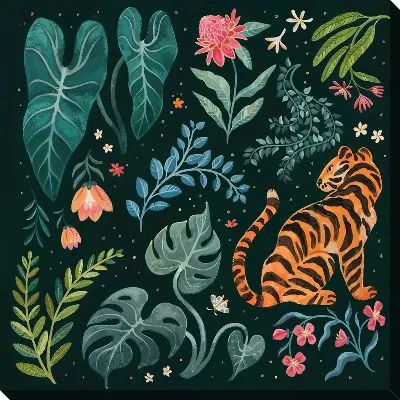 Картина маслом Листья тропические №123