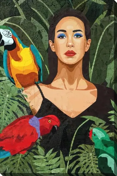 Картина маслом Листья тропические №125