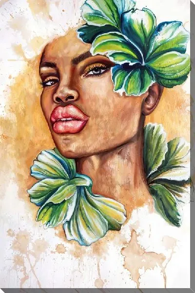 Картина маслом Листья тропические №127