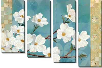 Модульная картина Кизил цветки №2