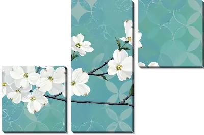 Модульная картина Кизил цветки №4