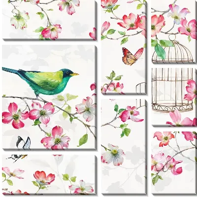 Модульная картина Кизил цветки №6