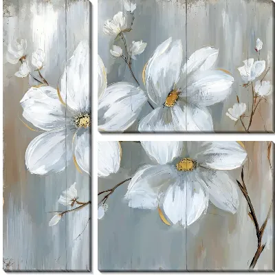 Модульная картина Кизил цветки №7