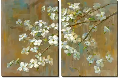 Модульная картина Кизил цветки №19