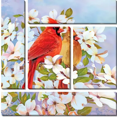 Модульная картина Кизил цветки №22