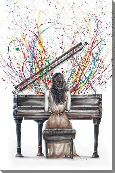 Картина маслом Буйство красок и игра на пианино