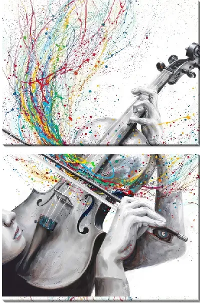 Модульная картина Всплеск игры на скрипке