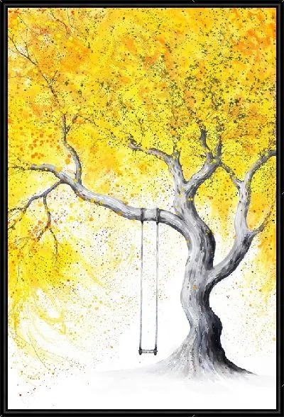 Картина Качели на дереве с желтой кроной