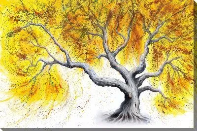 Картина маслом Дерево всплеск ярко-желтого