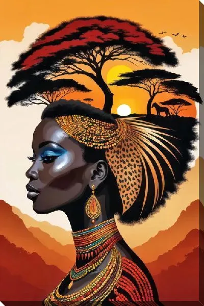 Картина маслом Африканка №70