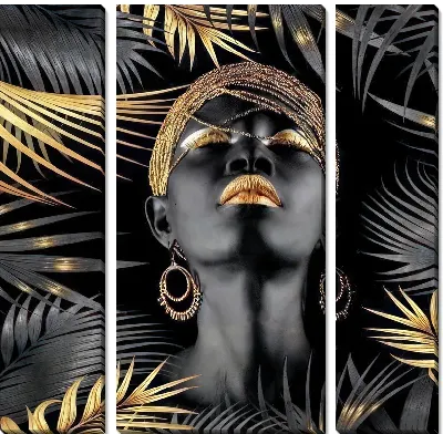 Африканка с украшениями и золотыми губами №2