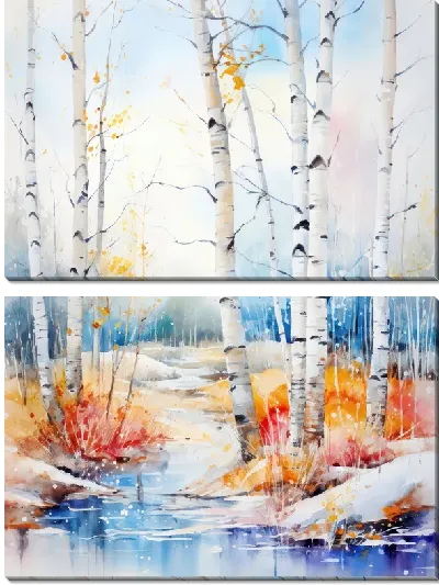 Модульная картина Берёзы №18