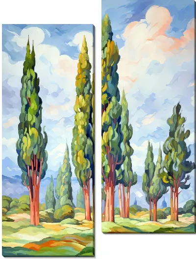 Модульная картина Кипарисы №8