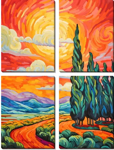 Модульная картина Кипарисы №13