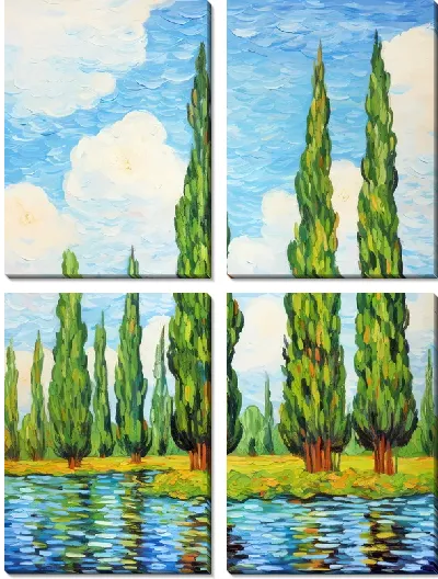 Модульная картина Кипарисы №14