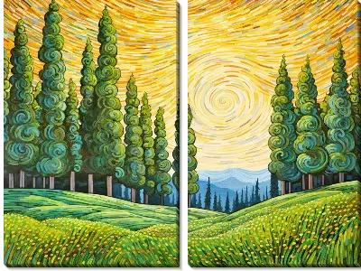 Модульная картина Кипарисы №22