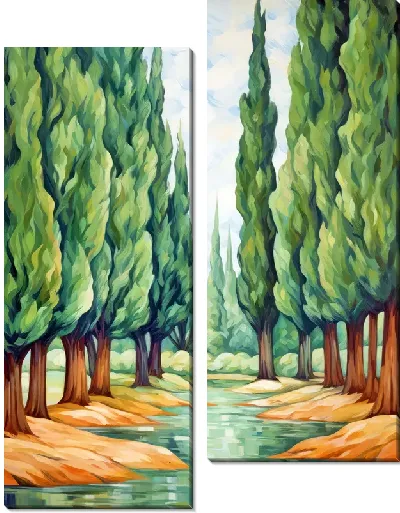 Модульная картина Кипарисы №26