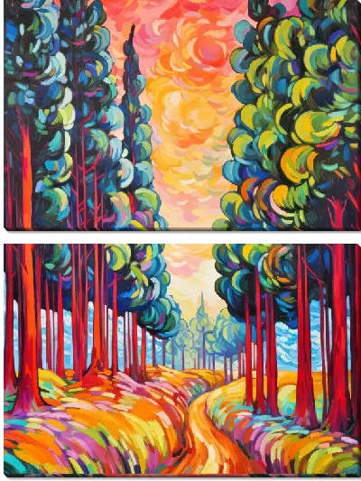 Модульная картина Кипарисы №32