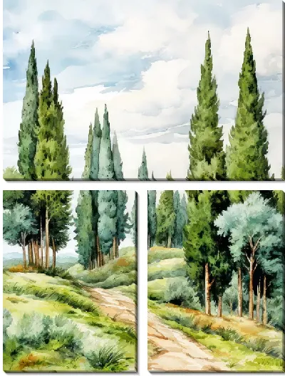 Модульная картина Кипарисы №34