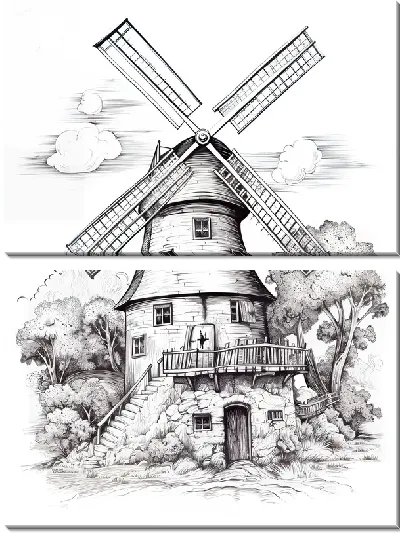 Модульная картина Мельница №11