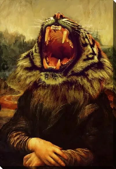 Картина маслом Арт вандал "Тигр в образе Джоконды"