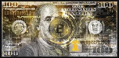 Картина Долларовый и биткоин арт №20