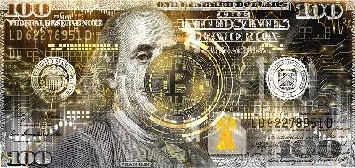 Плакат Долларовый и биткоин арт №20