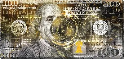 Постер Долларовый и биткоин арт №20