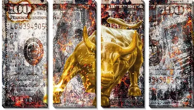 Денежный арт и золотой бык №13