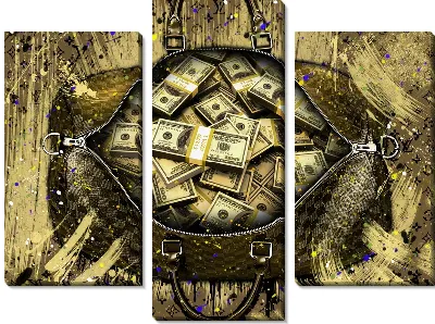 Модульная картина Денежный арт и сумка №20
