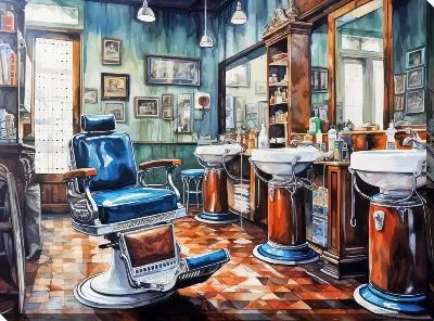 Картина маслом Барбершоп №4