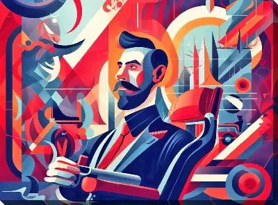 Картина маслом Барбершоп №15