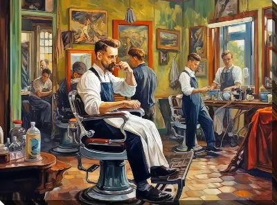 Картина маслом Барбершоп №16