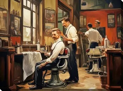 Картина маслом Барбершоп №31