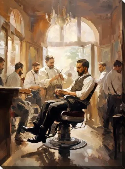 Картина маслом Барбершоп №34