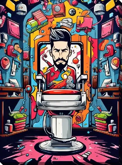 Картина маслом Барбершоп №35