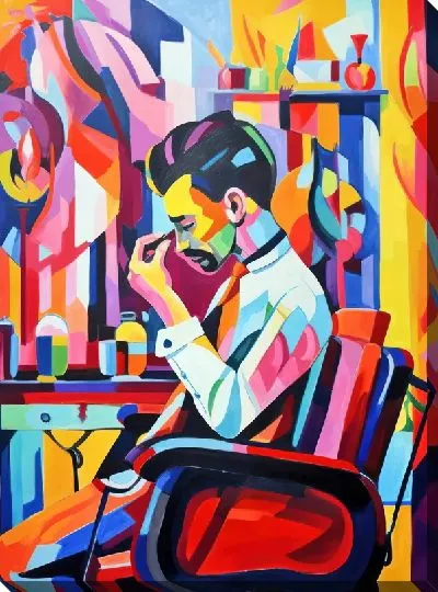 Картина маслом Барбершоп №37