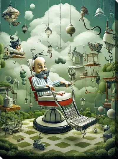 Картина маслом Барбершоп №46