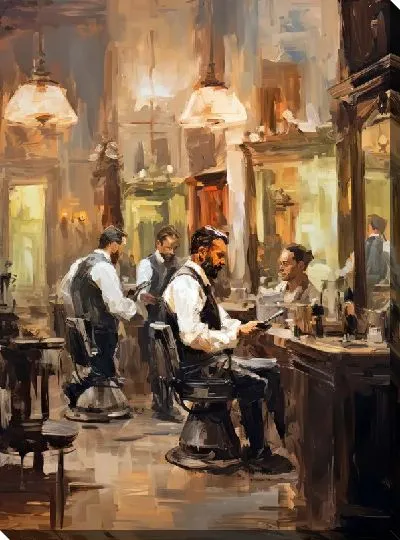 Картина маслом Барбершоп №47