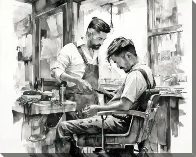 Картина маслом Барбершоп №49