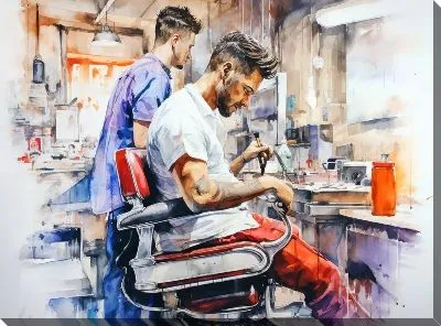 Картина маслом Барбершоп №50