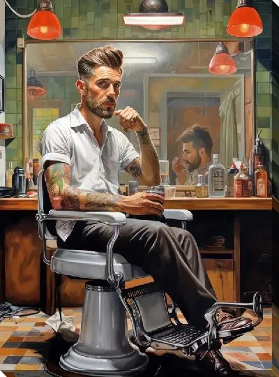 Картина маслом Барбершоп №52