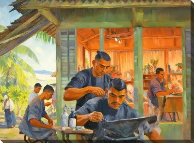 Картина маслом Барбершоп №55