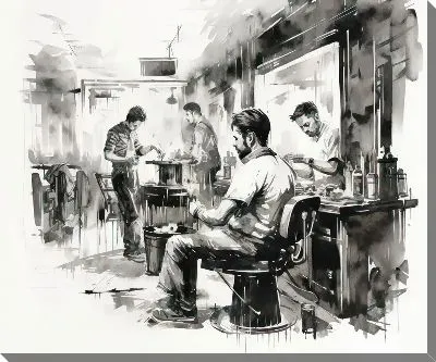 Картина маслом Барбершоп №57