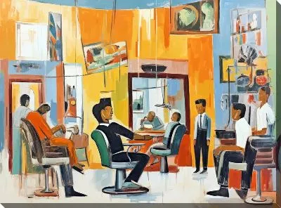 Картина маслом Барбершоп №59