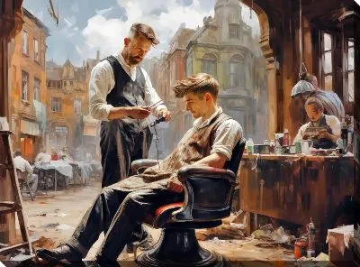 Картина маслом Барбершоп №60