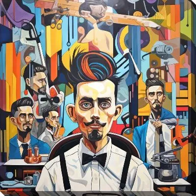 Картина маслом Барбершоп №63