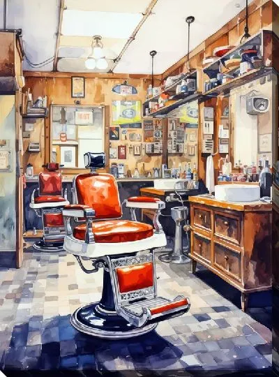 Картина маслом Барбершоп №73