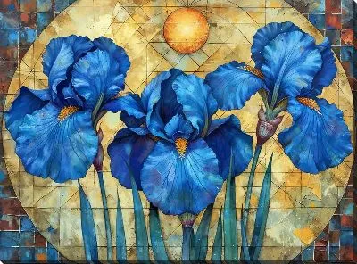 Картина маслом Ирисы №206
